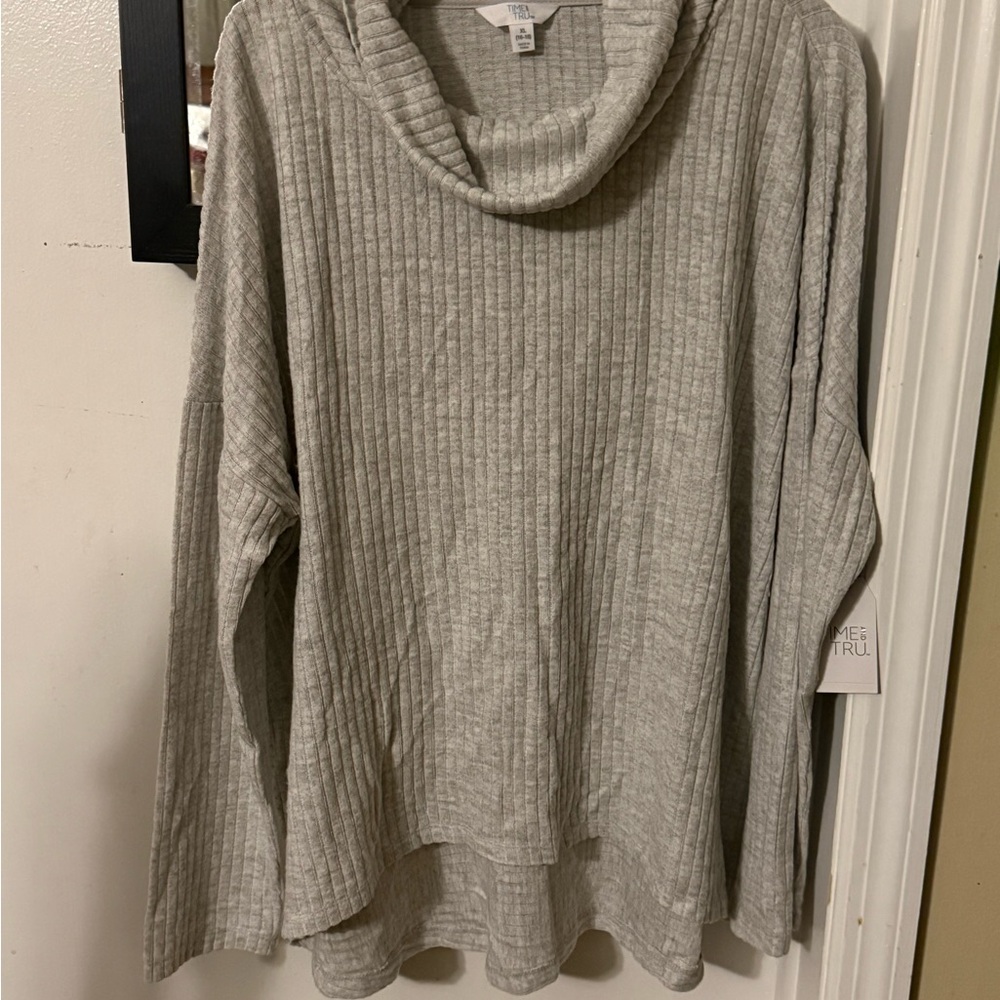 Time and Tru Heather Gray Cowl Neck Sweater*NWOT**